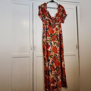 Topshop Red and Green Floral Dress